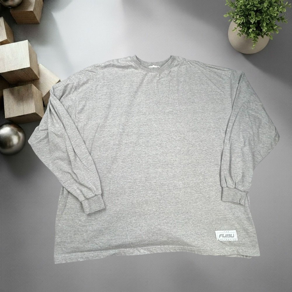 Vintage FUBU The Collection Long Sleeve T-Shirt Grey XXL Y2K Skater Streetwear